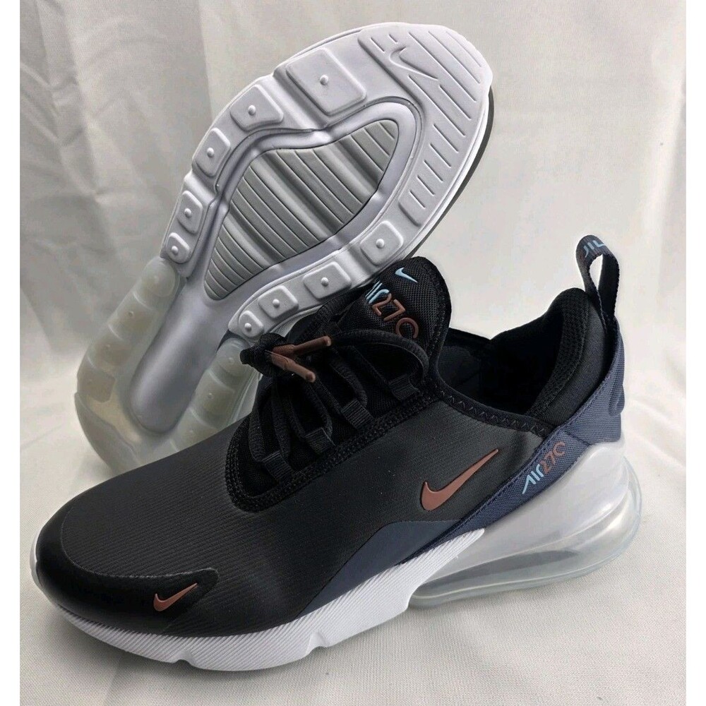 New Nike Air Max 270 Big Kids Shoes Black Blue GS Size 7Y / Wmn's 8.5 FV4070-001